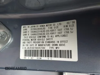 2008 Honda CR-V EX-L with VIN JHLRE48748C057560, listed as a IAAI auction lot 41749846 with 215,039 mi miles. Bid and sale history available at carsss.com. Image 9.