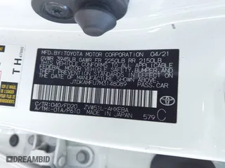 2021 Toyota Prius L Eco with VIN JTDKAMFU7M3148089, listed as a IAAI auction lot 41614915 with 119,725 mi miles. Bid and sale history available at carsss.com. Image 9.
