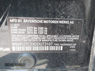 2013 BMW 5 Series 535i xDrive with VIN WBAFU7C5XDDU73107, listed as a IAAI auction lot 42556498 with 177,229 mi miles and . Bid and sale history available at DreamBid. Image 9.