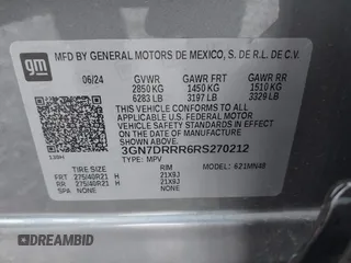 2024 Chevrolet Equinox EV RS z VIN 3GN7DRRR6RS270212, wystawiony jako IAAI lot #40974910 z przebiegiem 296 mil mil oraz . Historia ofert i sprzedaży dostępna na DreamBid. Obrazek 9.