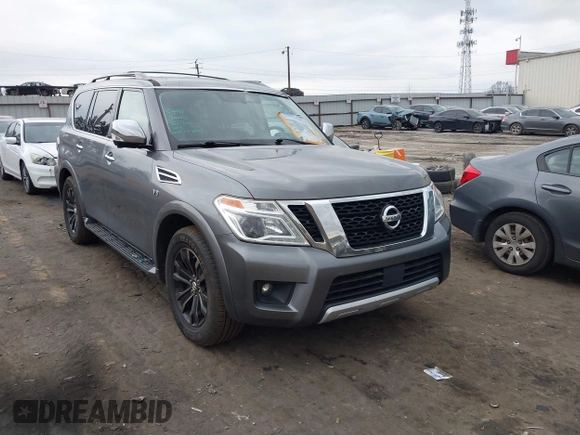 2018 Nissan Armada Platinum with VIN JN8AY2NF2J9333369, listed as a IAAI auction lot 41491584 with 124,048 mi miles. Bid and sale history available at carsss.com. Image 1.