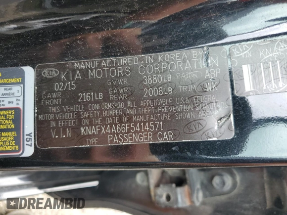 2015 Kia Forte LX with VIN KNAFX4A66F5414571, listed as a Copart auction lot 64008884 with 160,309 mi miles and Salvage Title. Bid and sale history available at carsss.com. Image 12.