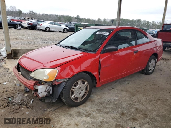 2002 Honda Civic DX with VIN 1HGEM22202L061842, listed as a Copart auction lot 43760875 with 154,751 mi miles and Salvage Title. Bid and sale history available at DreamBid. Image 1.