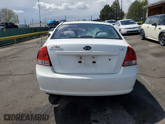 2009 Kia Spectra LX with VIN KNAFE221995630318, listed as a Copart auction lot 55817285 with Not provided miles and Non repairable. Bid and sale history available at DreamBid. Image 6.