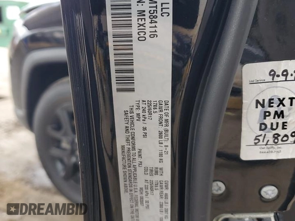 2021 Jeep Compass Sport with VIN 3C4NJDAB6MT584116, listed as a Copart auction lot 55107675 with 75,345 mi miles and Salvage title. Bid and sale history available at DreamBid. Image 12.