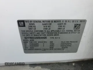 2013 Cadillac SRX Premium Collection with VIN 3GYFNEE32DS644426, listed as a Copart auction lot 59775625 with 106,240 mi miles and Salvage title. Bid and sale history available at DreamBid. Image 13.