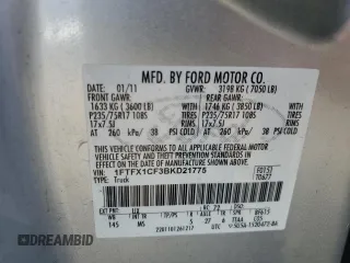 2011 Ford F-150 XL with VIN 1FTFX1CF3BKD21775, listed as a Copart auction lot 45955415 with 127,997 mi miles and Salvage Title. Bid and sale history available at carsss.com. Image 12.