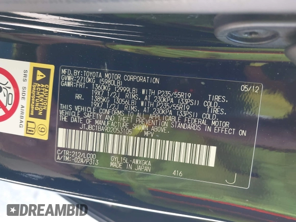 2013 Lexus RX 450h with VIN JTJBC1BA9D2053105, listed as a IAAI auction lot 42246031 with 160,931 mi miles and . Bid and sale history available at DreamBid. Image 9.