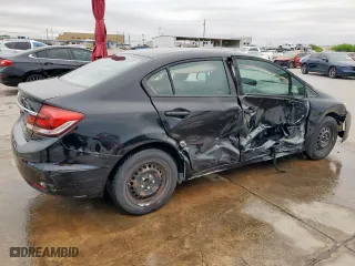 2013 Honda Civic Sdn LX with VIN 19XFB2F58DE211205, listed as a Copart auction lot 51547905 with 187,760 mi miles and Salvage Title. Bid and sale history available at carsss.com. Image 3.