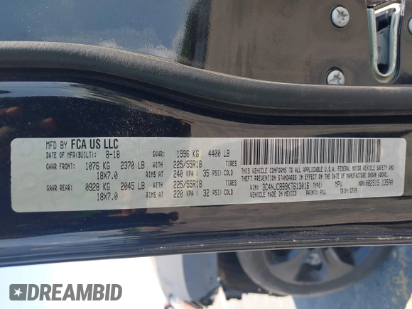 2019 Jeep Compass Latitude with VIN 3C4NJCBB9KT613016, listed as a IAAI auction lot 42570739 with 41,944 mi miles and . Bid and sale history available at DreamBid. Image 9.