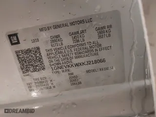 2019 Chevrolet Traverse Premier with VIN 1GNEVKKWXKJ218066, listed as a IAAI auction lot 41612992 with 87,015 mi miles. Bid and sale history available at carsss.com. Image 9.