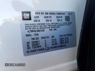 2022 Chevrolet TrailBlazer LS with VIN KL79MNSL3NB015438, listed as a Copart auction lot 44710355 with 38,187 mi miles and Salvage Title. Bid and sale history available at carsss.com. Image 13.