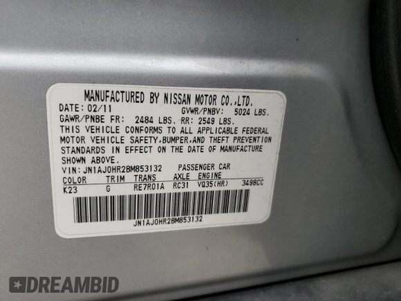2011 Infiniti EX Journey with VIN JN1AJ0HR2BM853132, listed as a Copart auction lot 75808894 with 106,803 mi miles and Salvage Title. Bid and sale history available at DreamBid. Image 15.