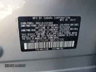 2021 Subaru Forester Special Sports with VIN JF2SKARC3MH530395, listed as a Copart auction lot 61103945 with 20,212 mi miles and Salvage title. Bid and sale history available at DreamBid. Image 14.