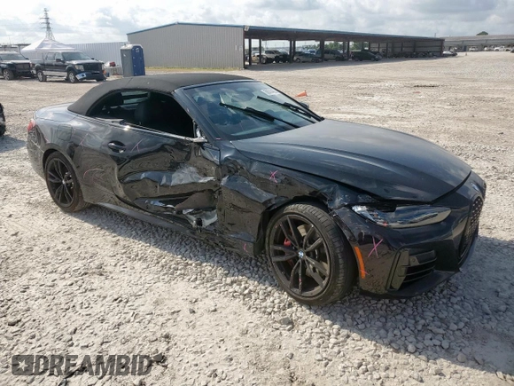 2023 BMW 4 Series M440i with VIN WBA53AT06PCM44083, listed as a Copart auction lot 58314465 with Not provided miles and Salvage title. Bid and sale history available at DreamBid. Image 4.