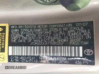 2007 Toyota Prius with VIN JTDKB20UX77685207, listed as a IAAI auction lot 42034365 with 133,649 mi miles and . Bid and sale history available at DreamBid. Image 9.