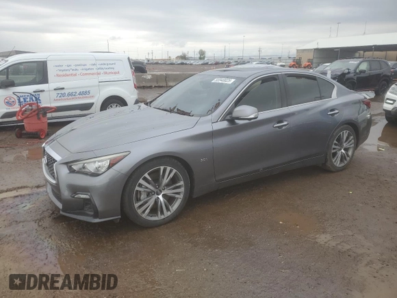 2018 Infiniti Q50 Sport z VIN JN1EV7AP5JM358123, wystawiony jako Copart lot #55940025 z przebiegiem 81 503 mil mil oraz Szkoda całkowita • Salvage title. Historia ofert i sprzedaży dostępna na DreamBid. Obrazek 1.