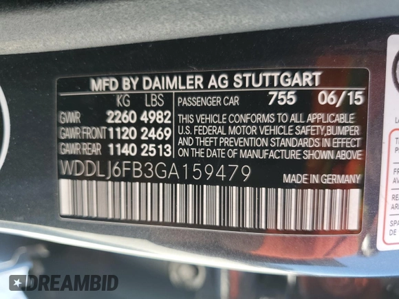 2016 Mercedes-Benz CLS with VIN WDDLJ6FB3GA159479, listed as a Copart auction lot 56007524 with 134,863 mi miles. Bid and sale history available at carsss.com. Image 13.