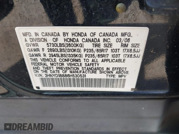 2006 Acura MDX Touring w/Navi with VIN 2HNYD18886H530531, listed as a IAAI auction lot 42045364 with 174,528 mi miles. Bid and sale history available at carsss.com. Image 9.