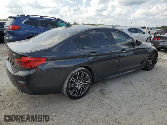 2017 BMW 5 Series 540i with VIN WBAJE5C37HG914805, listed as a Copart auction lot 50721455 with 56,668 mi miles and Salvage Title. Bid and sale history available at carsss.com. Image 3.