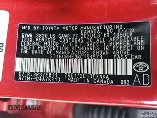 2019 Toyota Corolla L z VIN 2T1BURHE3KC151571, wystawiony jako Copart lot #56497115 z przebiegiem 69 828 mil mil oraz Nie do naprawy • Non repairable. Historia ofert i sprzedaży dostępna na DreamBid. Obrazek 13.