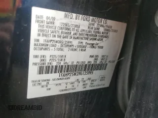 2009 Ford Taurus Limited with VIN 1FAHP25W39G125995, listed as a Copart auction lot 70516134 with 78,626 mi miles and Salvage Title. Bid and sale history available at carsss.com. Image 12.