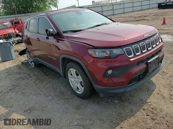 2022 Jeep Compass Latitude with VIN 3C4NJCBB5NT137027, listed as a Copart auction lot 52569835 with 55,619 mi miles and Salvage title. Bid and sale history available at DreamBid. Image 15.