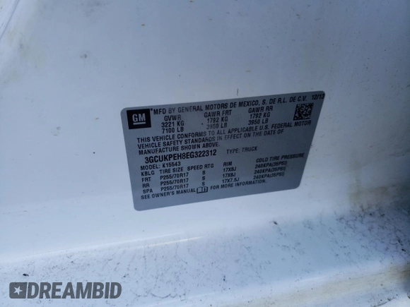 2014 Chevrolet Silverado 1500 Work Truck with VIN 3GCUKPEH8EG322312, listed as a Copart auction lot 44234905 with 155,987 mi miles and Clean Title. Bid and sale history available at DreamBid. Image 13.