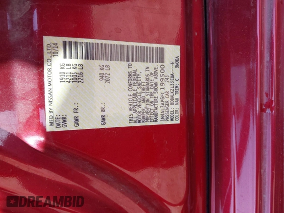 2015 Nissan Altima 2.5 S with VIN 1N4AL3AP6FC199500, listed as a IAAI auction lot 41921759 with 64,883 mi miles. Bid and sale history available at carsss.com. Image 9.