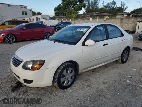 2009 Kia Spectra EX with VIN KNAFE221195630944, listed as a Copart auction lot 42291345 with 83,269 mi miles and Salvage Title. Bid and sale history available at DreamBid. Image 1.