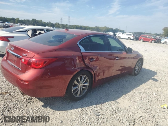 2015 Infiniti Q50 with VIN JN1BV7AP7FM340331, listed as a Copart auction lot 71218624 with 90,675 mi miles and Salvage title. Bid and sale history available at DreamBid. Image 3.