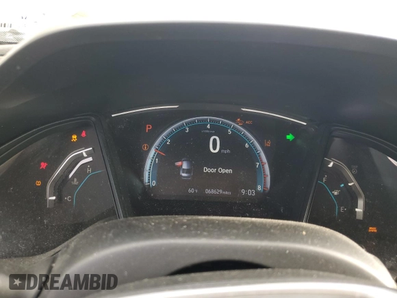 2019 Honda Civic LX with VIN 2HGFC2F6XKH606222, listed as a Copart auction lot 53129505 with 68,629 mi miles and Salvage Title. Bid and sale history available at DreamBid. Image 9.