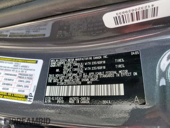 2025 Lexus NX 350h Premium with VIN 2T2GKCEZ8SC052708, listed as a Copart auction lot 66940845 with 1,186 mi miles and Salvage title. Bid and sale history available at DreamBid. Image 14.