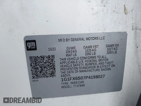 2023 Chevrolet Bolt EV 2LT z VIN 1G1FX6S07P4198027, wystawiony jako IAAI lot #42453916 z przebiegiem 5 133 mil mil oraz . Historia ofert i sprzedaży dostępna na DreamBid. Obrazek 9.