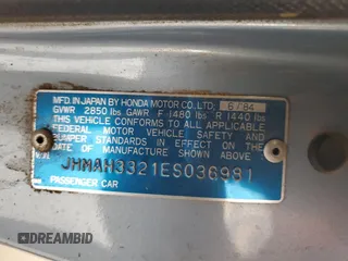 1984 Honda Civic z VIN JHMAH3321ES036981, wystawiony jako Copart lot #55697265 z przebiegiem Nie podano mil oraz Tytuł czysty. Historia ofert i sprzedaży dostępna na DreamBid. Obrazek 12.