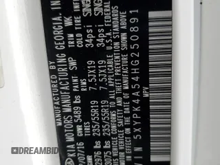 2017 Kia Sorento SXL z VIN 5XYPK4A54HG250891, wystawiony jako Copart lot #57791565 z przebiegiem Nie podano mil oraz Szkoda całkowita • Salvage title. Historia ofert i sprzedaży dostępna na DreamBid. Obrazek 13.