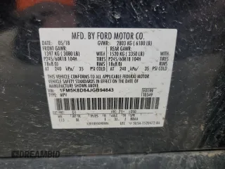 2018 Ford Explorer XLT with VIN 1FM5K8D84JGB94843, listed as a Copart auction lot 55755645 with 104,709 mi miles and Salvage title. Bid and sale history available at DreamBid. Image 13.