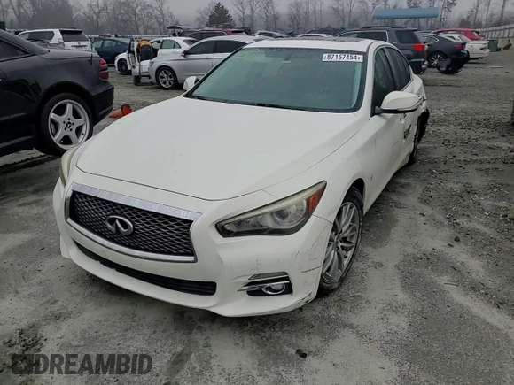 2014 Infiniti Q50 z VIN JN1BV7AP7EM683266, wystawiony jako Copart lot #87167454 z przebiegiem 120 125 mil mil oraz Szkoda całkowita • Salvage title. Historia ofert i sprzedaży dostępna na DreamBid. Obrazek 11.