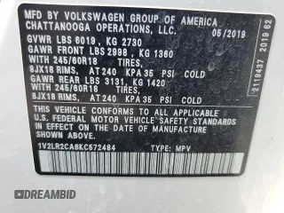2019 Volkswagen Atlas SE with VIN 1V2LR2CA8KC572484, listed as a Copart auction lot 60793785 with 100,311 mi miles and Salvage title. Bid and sale history available at DreamBid. Image 13.