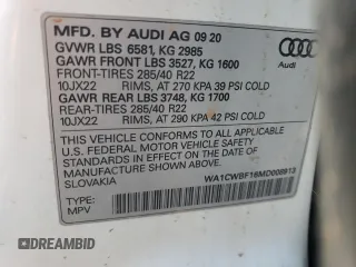 2021 Audi SQ8 Prestige z VIN WA1CWBF16MD008913, wystawiony jako Copart lot #64311523 z przebiegiem Nie podano mil oraz . Historia ofert i sprzedaży dostępna na DreamBid. Obrazek 13.