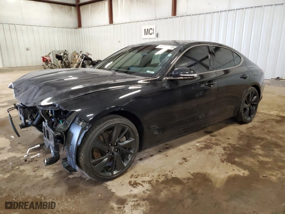 2022 Genesis G70 3.3T with VIN KMTG54TE5NU100899, listed as a Copart auction lot 47631595 with 33,269 mi miles and Clean Title. Bid and sale history available at carsss.com. Image 1.
