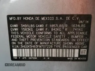 2015 Honda Fit EX-L with VIN 3HGGK5H83FM707228, listed as a Copart auction lot 50006055 with 97,573 mi miles and Salvage title. Bid and sale history available at DreamBid. Image 12.