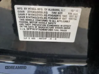 2013 Honda Ridgeline Sport z VIN 5FPYK1F76DB001269, wystawiony jako Copart lot #47487675 z przebiegiem 159 657 mil mil oraz Szkoda całkowita • Salvage title. Historia ofert i sprzedaży dostępna na DreamBid. Obrazek 13.