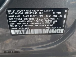 2020 Volkswagen Passat SE with VIN 1VWSA7A32LC011511, listed as a IAAI auction lot 41937873 with 80,362 mi miles and . Bid and sale history available at DreamBid. Image 9.