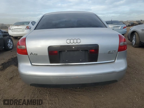 2001 Audi A6 with VIN WAUED54B11N150848, listed as a Copart auction lot 86072804 with 0 mi miles and Salvage Title. Bid and sale history available at carsss.com. Image 6.