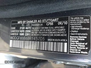 2011 Mercedes-Benz C 300 Sport with VIN WDDGF8BB6BR145705, listed as a IAAI auction lot 42325704 with 140,361 mi miles and . Bid and sale history available at DreamBid. Image 9.