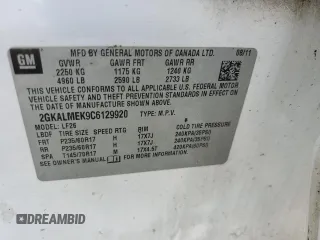 2012 GMC Terrain SLE-1 z VIN 2GKALMEK9C6129920, wystawiony jako Copart lot #53148225 z przebiegiem 164 642 mil mil oraz Szkoda całkowita • Salvage title. Historia ofert i sprzedaży dostępna na DreamBid. Obrazek 13.