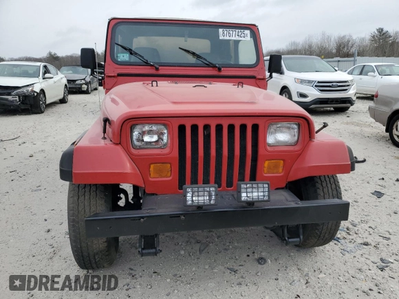 1990 Jeep Wrangler "S" with VIN 2J4FY19E5LJ531768, listed as a Copart auction lot 87677425 with 76,948 mi miles and Clean Title. Bid and sale history available at carsss.com. Image 5.