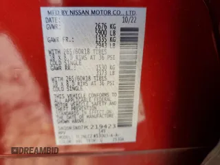 2023 Nissan Pathfinder Rock Creek with VIN 5N1DR3BD7PC219423, listed as a Copart auction lot 47657865 with 47,187 mi miles and Salvage title. Bid and sale history available at DreamBid. Image 14.