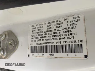 2007 Honda Accord EX с VIN 1HGCM56777A092507, выставлен на аукционе IAAI как лот 39059793 с пробегом 177 396 миль миль и . История ставок и продаж доступна на DreamBid. Изображение 9.